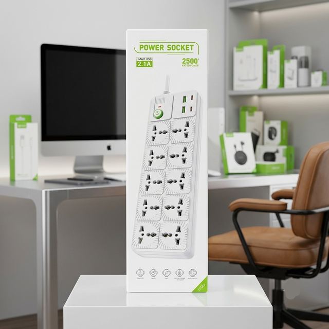 10-Socket Heavy Duty Power Strip (White)