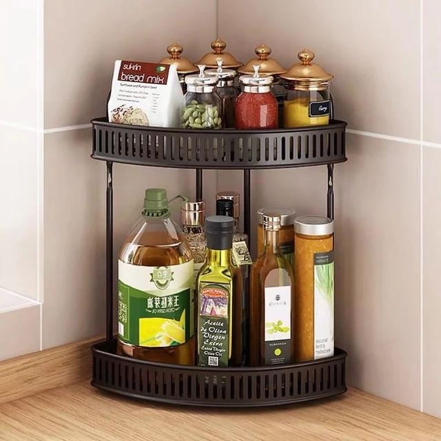 2 Tier Carbon Steel Corner Shelf