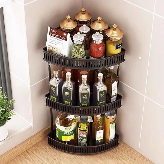 3 Tier Carbon Steel Corner Shelf