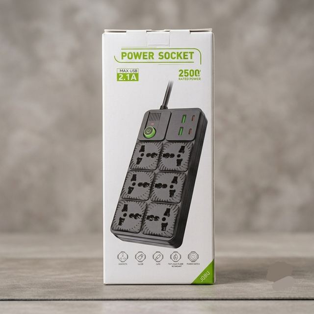 6-Socket Universal Power Strip (Black)