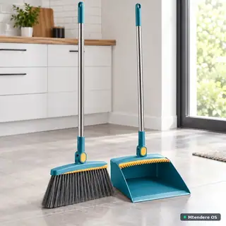 Long-Handle Broom and Dustpan Set