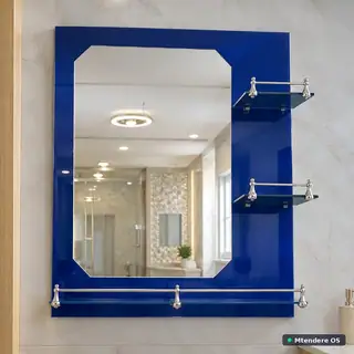 Blue Wall Mirror with Shelves