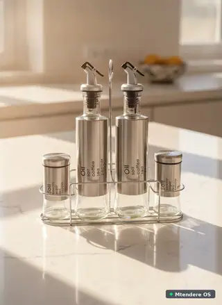 Modern Stainless Steel Oil & Spice Set