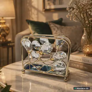 Elegant Crystal Gold Napkin Holder