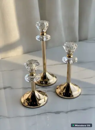 Elegant Crystal Gold Candle Holders