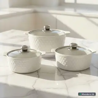 Elegant Textured Ceramic Pot Set