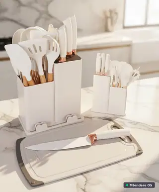 Elegant White & Rose Gold Kitchen Set