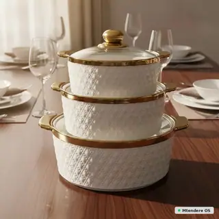 Elegant Gold Trim Ceramic Casseroles