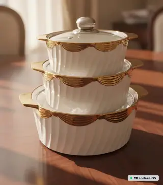 Elegant Gold Trim Serving Set