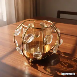 Sparkling Gold Crystal Candle Holder