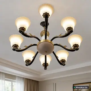 Ornate Eight-Light Ceiling Chandelier