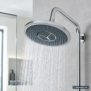 Round Shower Head and Pipe