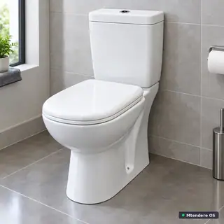 White Close-Coupled Toilet with Seat