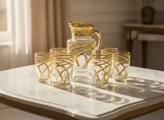 Elegant Gold Swirl Glassware Set