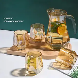 Amber Diamond Glass Teapot Cup Set