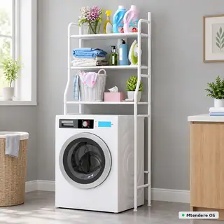 White Over-Washer Storage Rack