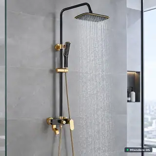Black and Gold Rainfall Shower System