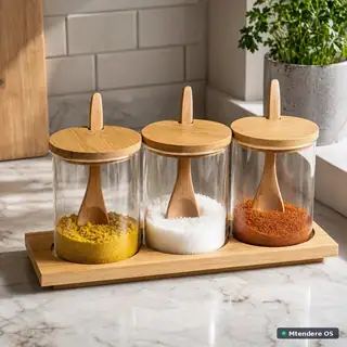 Three-Jar Bamboo Spice Set