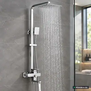 Chrome Rectangular Rainfall Shower Set