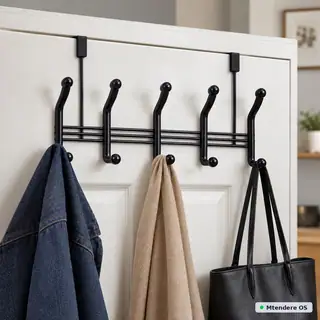 Black Over-the-Door Hook Rack