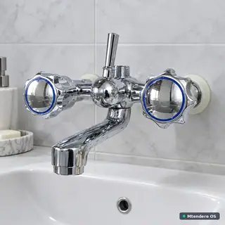 Chrome-Finish Two-Handle Bathroom Mixer Tap