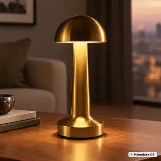 Gold-Tone Mushroom Table Lamp