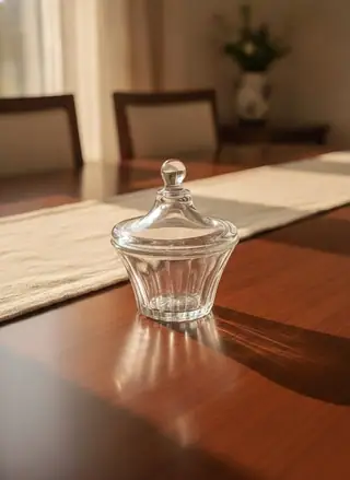 Elegant Ribbed Glass Candy Dish