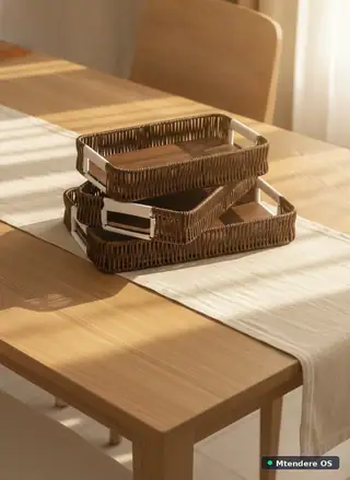 Elegant Woven Serving Tray Set