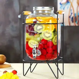 Glass Drink Dispenser With Stand - Smooth