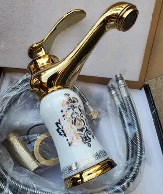 Luxury Marble Basin Faucet - Floral White