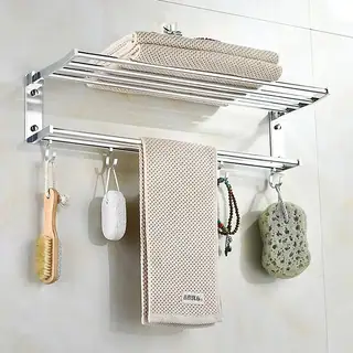 Bright Silver Folding Towel Rack
