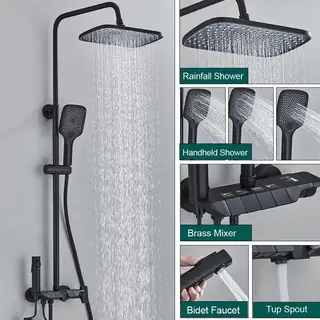 Piano Brass Shower Mixer Set