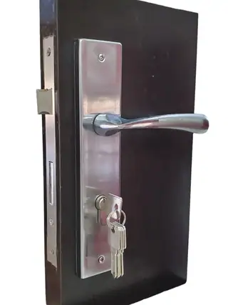 Entrance Door Handle Lock - Curved Silver