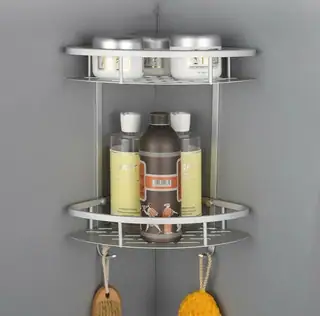 Aluminum Bathroom Corner Shelf - 2 Tier
