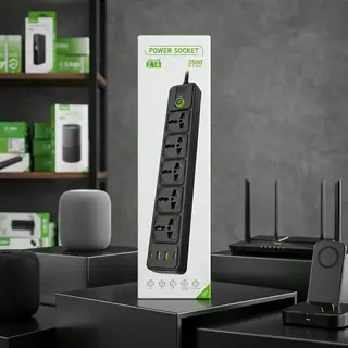 Slim 5-Socket Vertical Power Bar (Black)