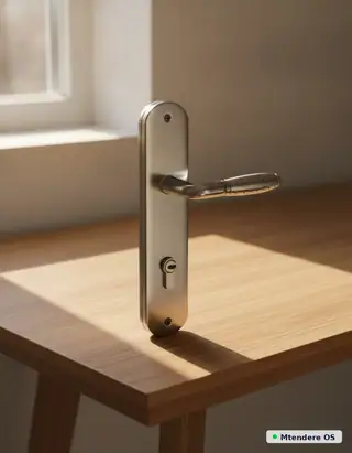 Sleek Brushed Metal Door Lock Set