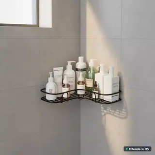 Black Self-Adhesive Corner Shower Caddy
