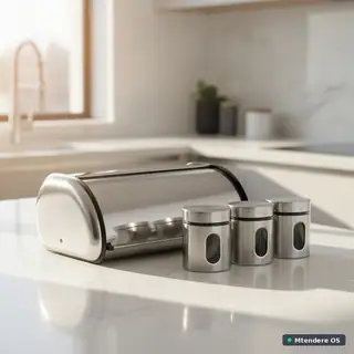 Premium Stainless Steel Bread Bin Set