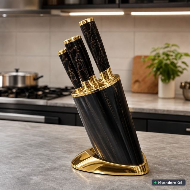 Black and Gold Knife Block