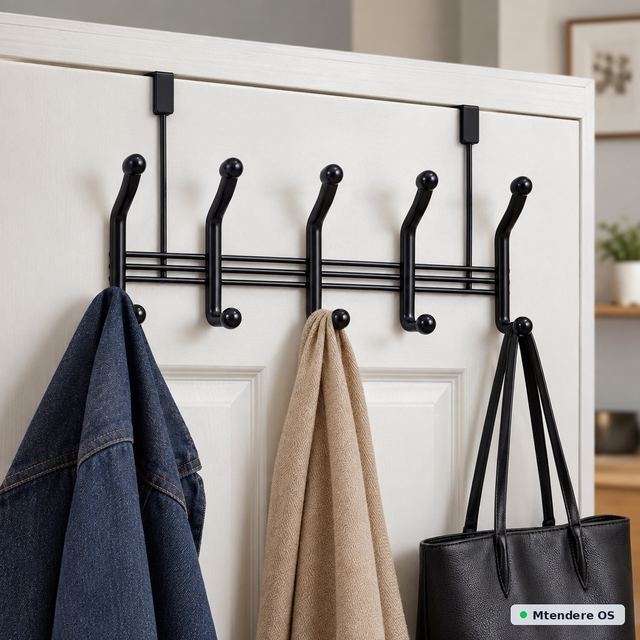 Black Over-the-Door Hook Rack