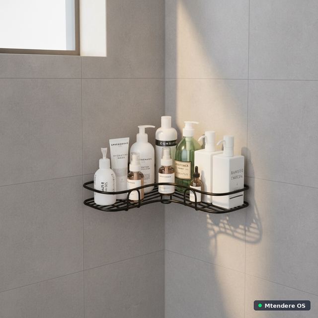 Black Self-Adhesive Corner Shower Caddy