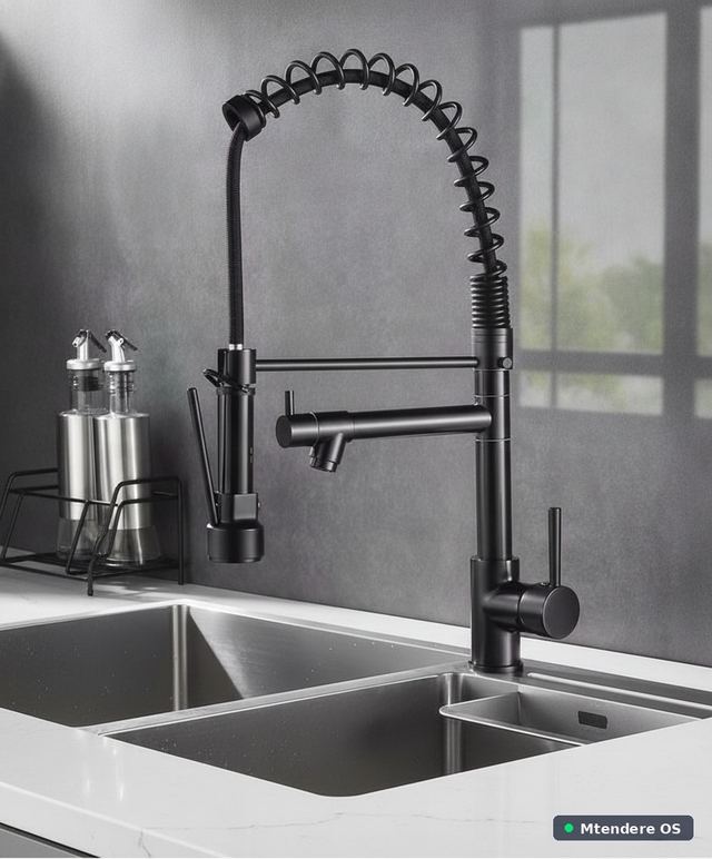 Black Spring-Style Kitchen Faucet