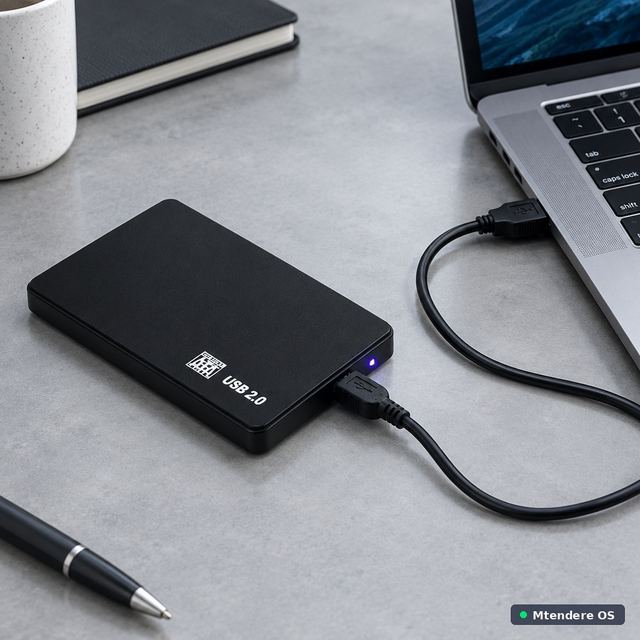 Black USB 2.0 External Storage Device