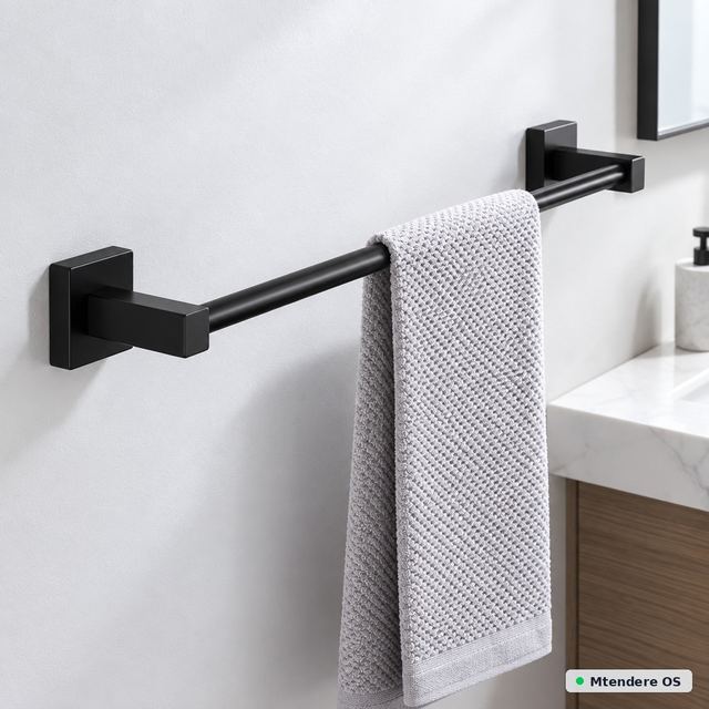 Black Wall Mounted Towel Bar