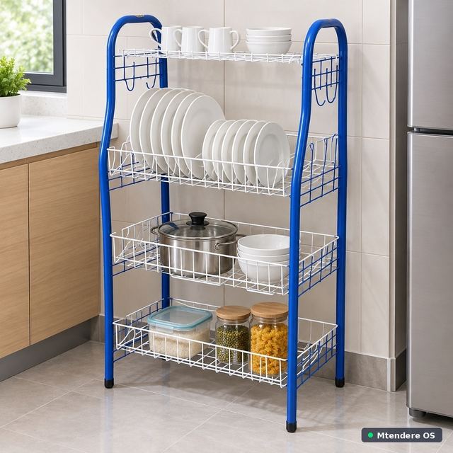 Blue and White Four-Level Dish Rack