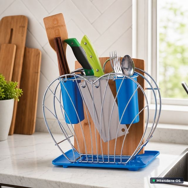 Blue Kitchen Dish Drainer