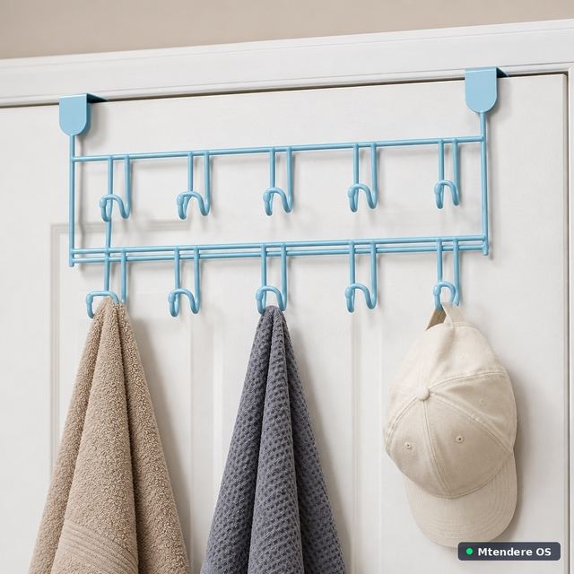 Blue Over-the-Door Hook Rack