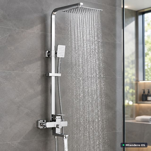 Chrome Rectangular Rainfall Shower Set