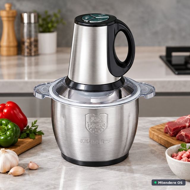 Electric Food Chopper with Silver Bowl