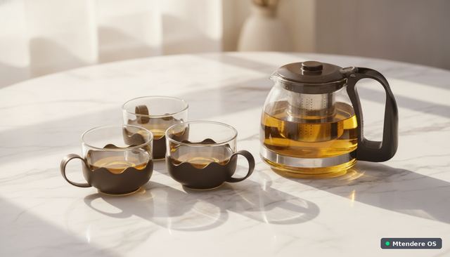 Elegant Glass Teapot & Cups